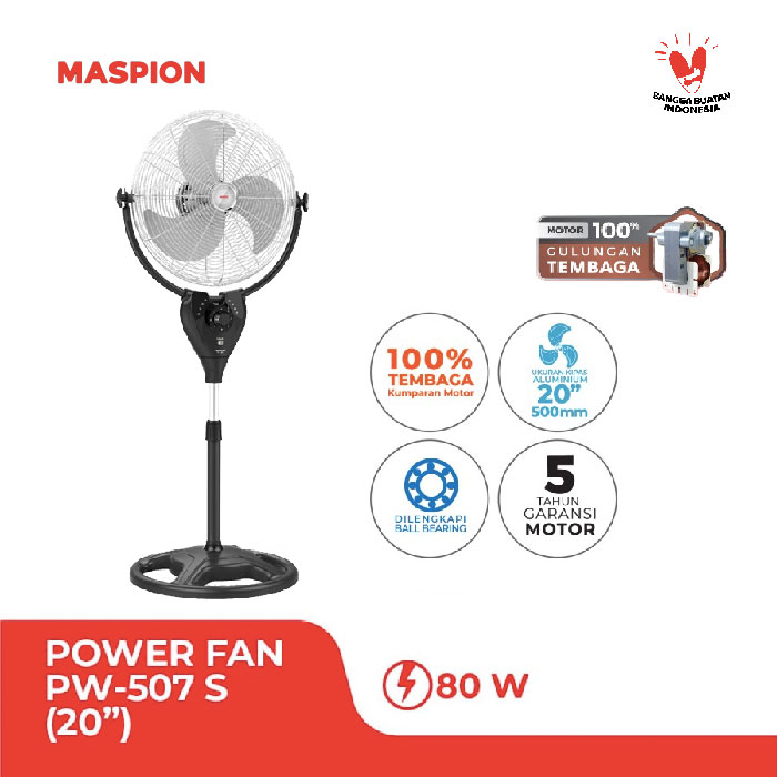 Maspion Kipas Angin Berdiri Power Fan 20 Inch - PW - 507 S | PW507 S